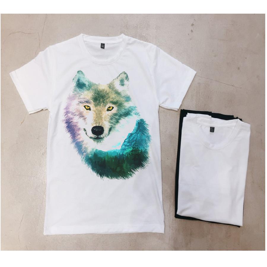 Áo thun nữ in chó sói 3d ( Trắng )
