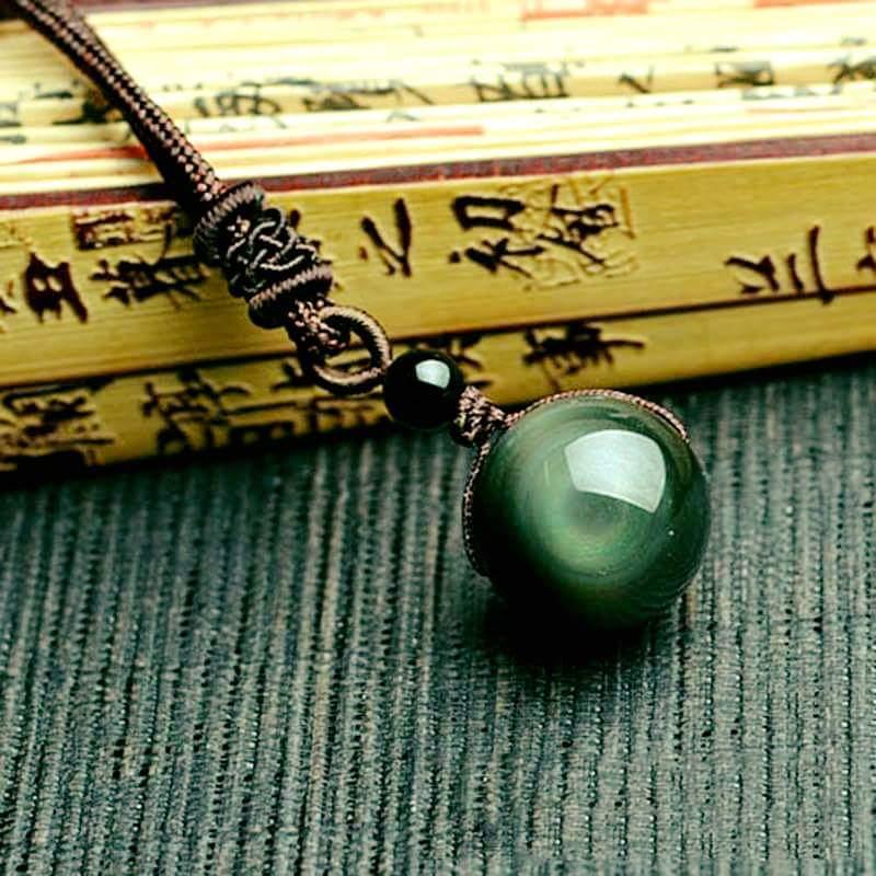 Vòng cổ đá Obsidian tự nhiên - vòng cổ phong thủy nam nữ
