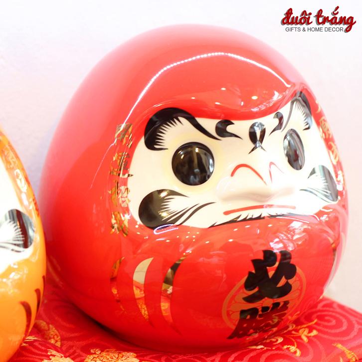 Daruma Đựng tiền 20cm - Màu đỏ/cam