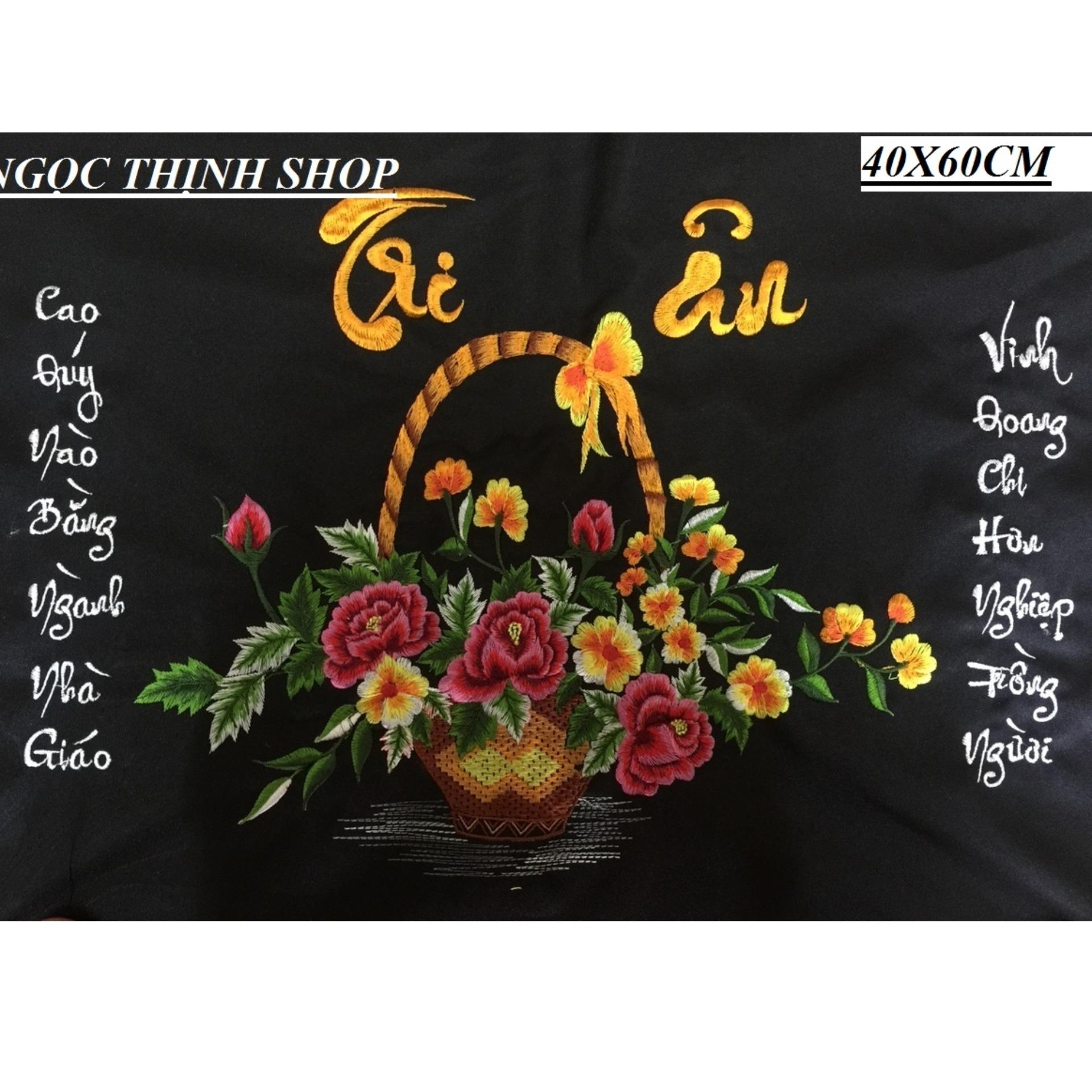 Tranh đã thêu chưa khung chỉ lụa THƯ PHÁP TẶNG THẦY CÔ GIÁO 60X40CM