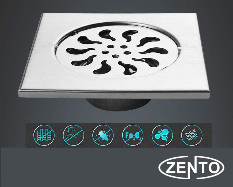 Phễu thoát sàn inox Zento TS151 (15x15cm)(Xám)