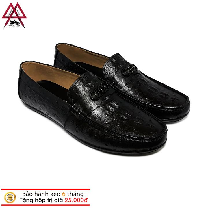 Giày Lười Nam Da Bò Vân Cá Sâu Cao Cấp - HS08