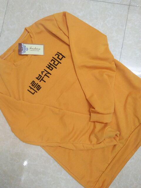 Áo Sweater tay dài chữ Hàn form Rộng