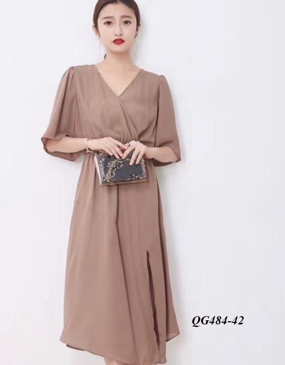 ĐẦM XÒE CỔ ĐẮP CHÉO NHÚNG EO - SIZE S-6XL