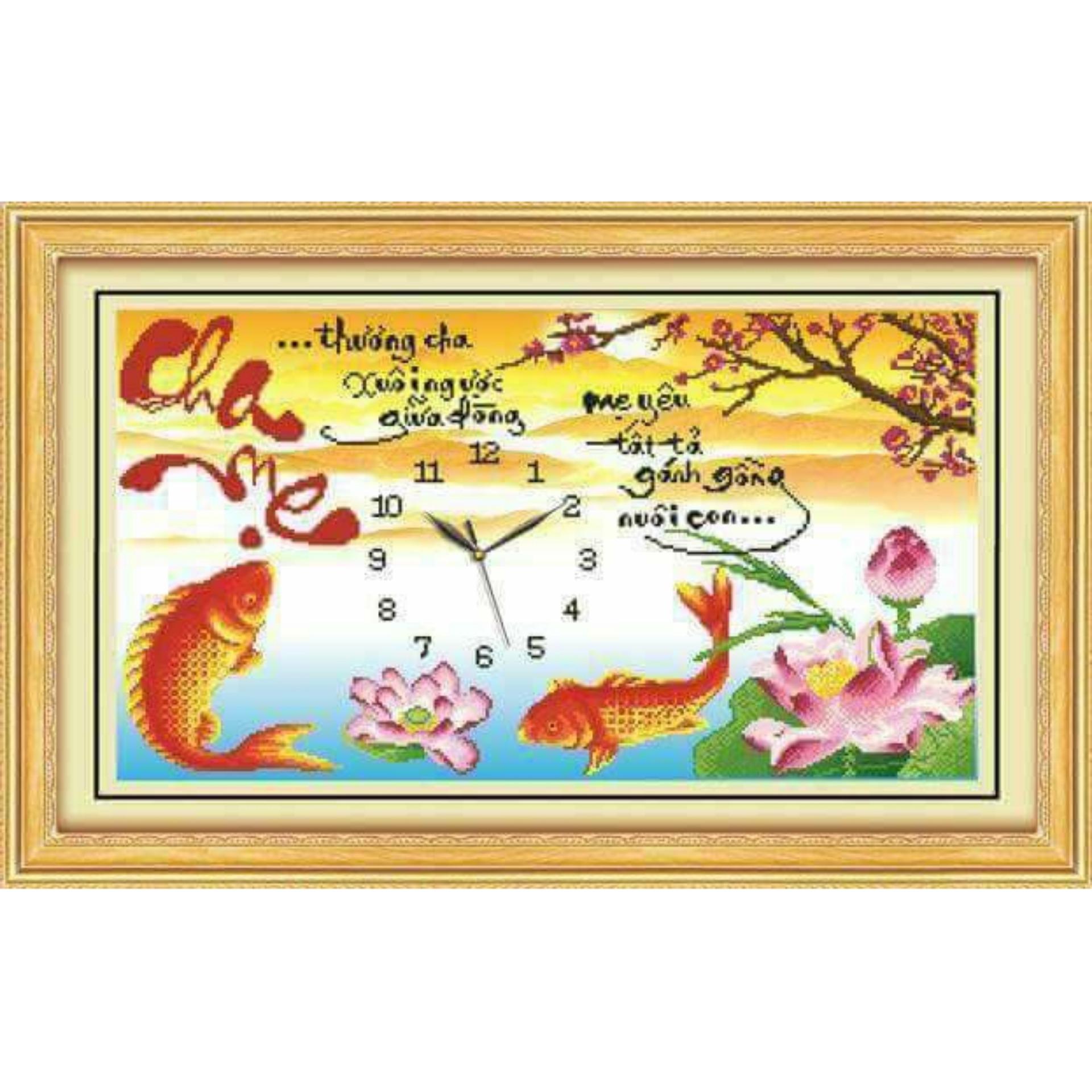 Tranh đính đá Đồng hồ Cha mẹ DF019-Ngọc Thịnh