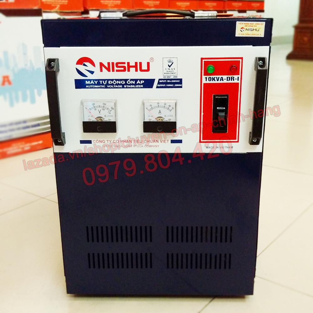 Ổn Áp Nishu 10KVA DR-I dải 50-250V, bảo hành 4 năm, 100% dây đồng