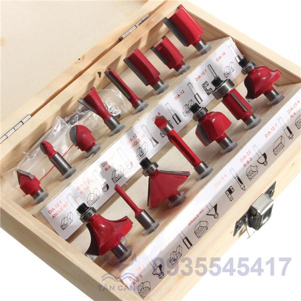 Bộ mũi phay 15món cốt 8 mm