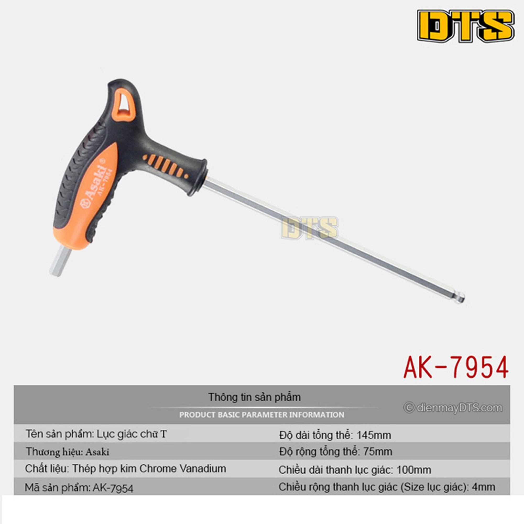 Lục giác bi cầm tay chữ T 4mm Asaki AK-7954