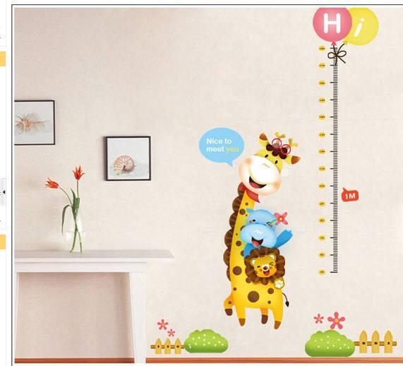 Decal đo chiều cao hươu vui vẻ cho bé ( 1m6 *1m2)