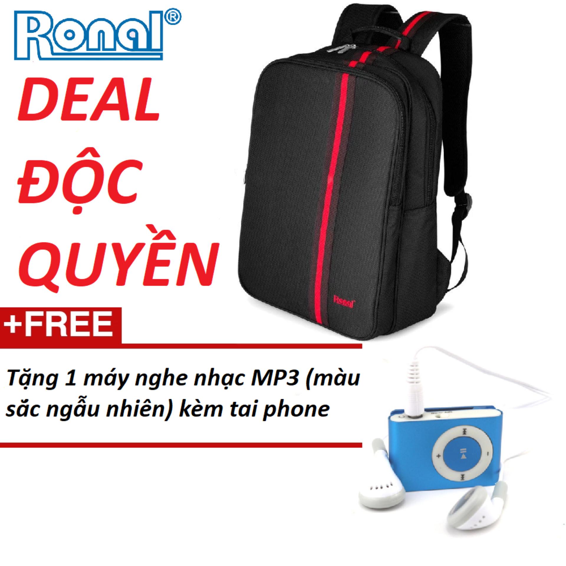 [HCM]Ba Lô Ronal BL42A - Sọc đỏ tặng máy MP3