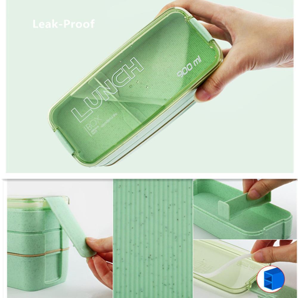 Hộp cơm chữ nhật 3 tầng chất liệu lúa mạch