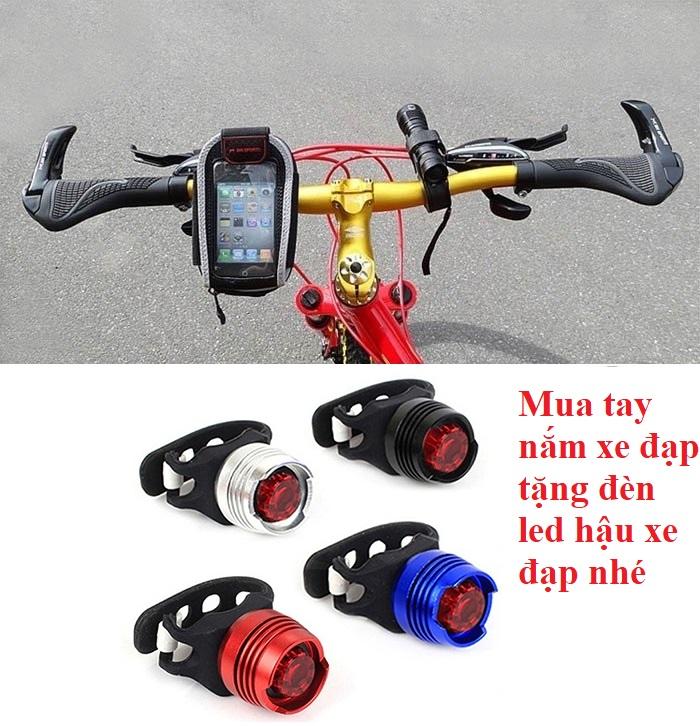 Bộ tay nắm cao su xe đạp có sừng +tặng đèn led hậu xe đạp