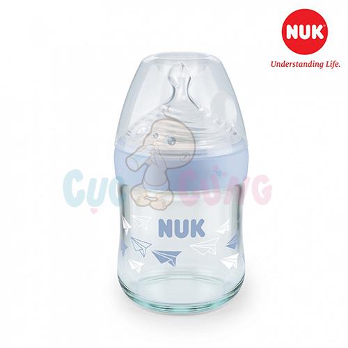 Bình sữa nuk thủy tinh nature sense 120ml núm ti silicone s1 - m