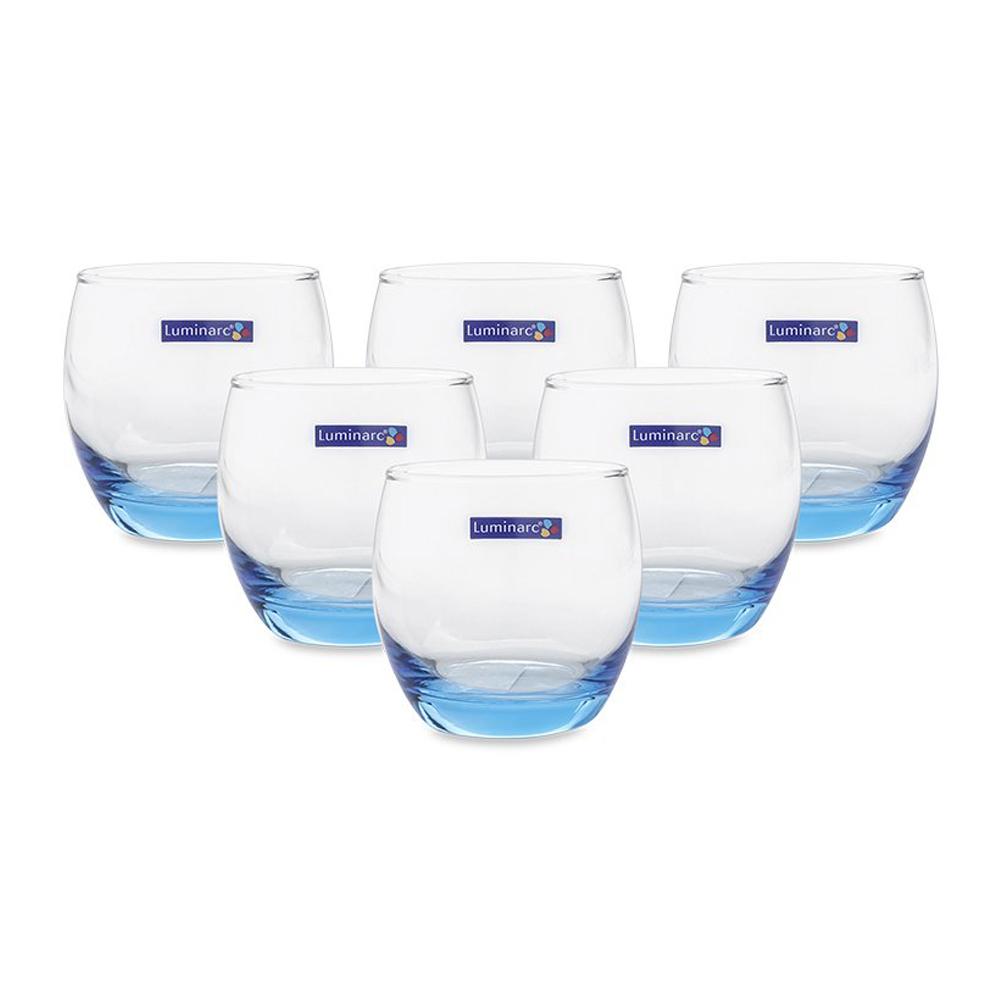 Bộ 6 ly thủy tinh thấp luminarc salto ice blue 320ml j1584