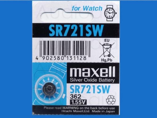 Pin đồng hồ SR721SW 362 Maxell silver oxide - Vỉ 5 viên