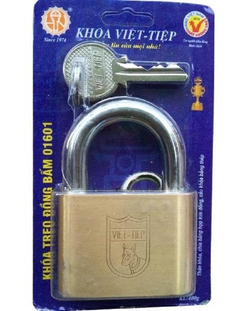 Ổ khóa treo đồng bấm Việt tiệp 01601 ( cỡ lớn- 6cm)