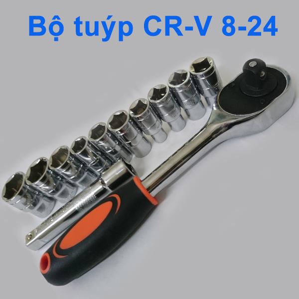 Bộ khậu vặn ốc 12 chi tiết - Thép CR-V  cao cấp 8-24