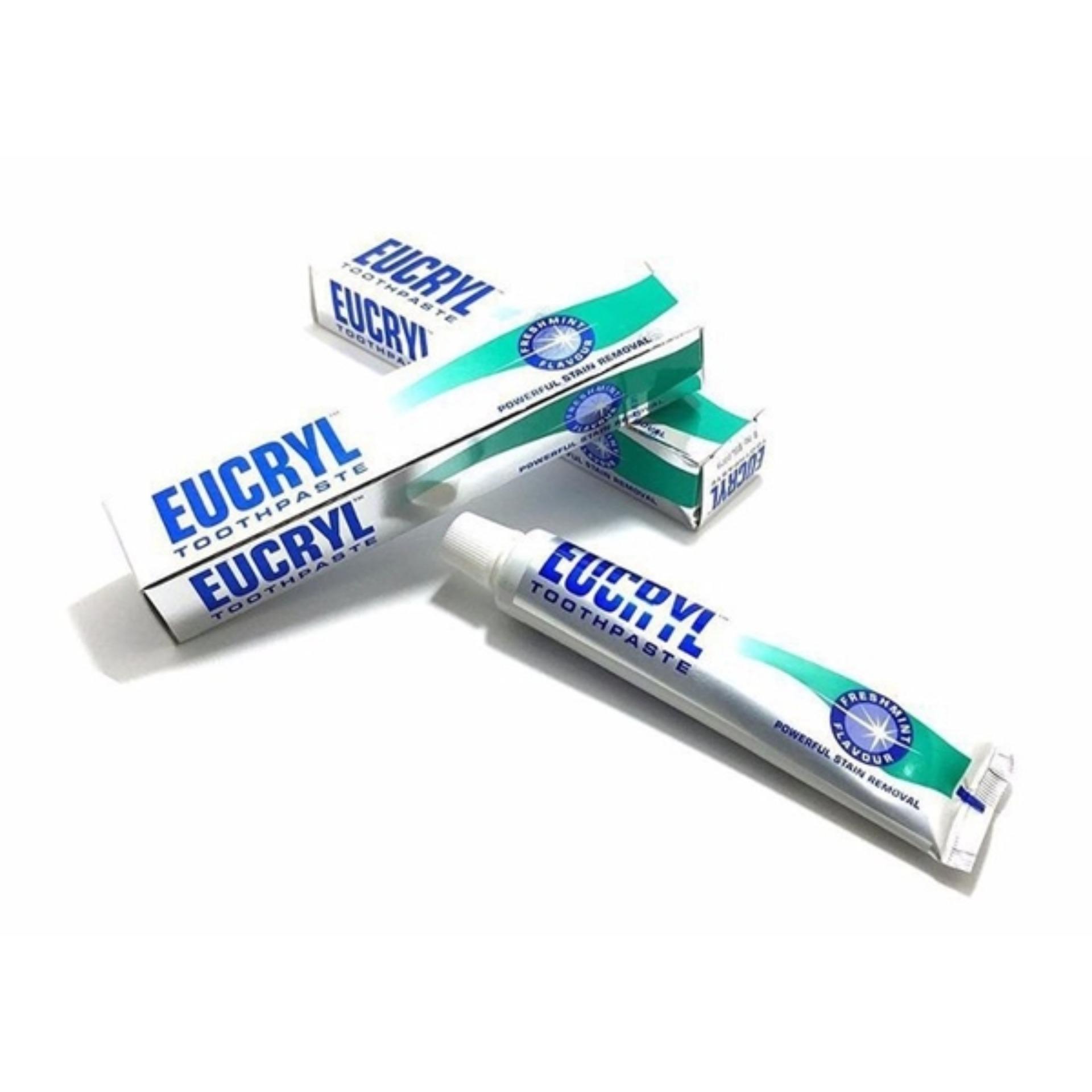 Combo Kem Đánh trắng răng EUCRYL + Bột tẩy trắng răng EUCRYL (xanh)
