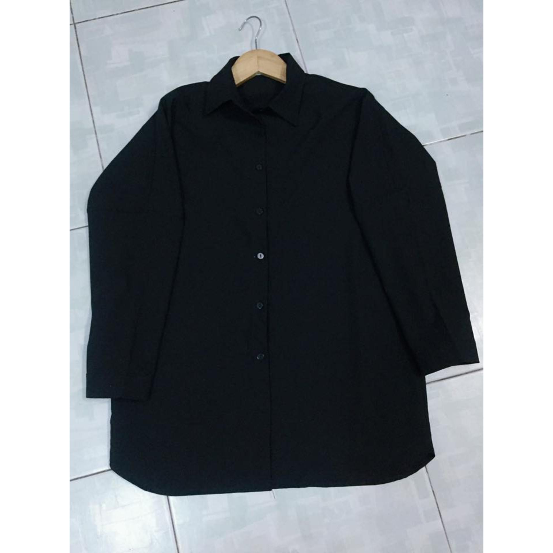 Áo Sơ mi oversize tay dài trắng / đen không túi.