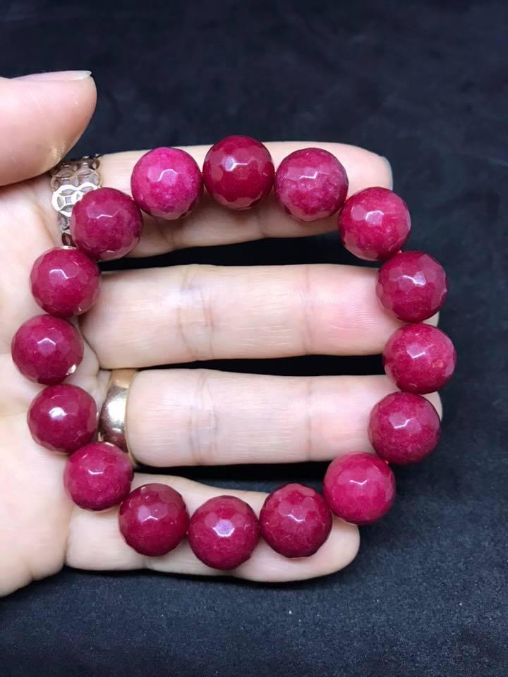 [HCM]VÒNG TAY HỒNG RUBY MÀI GIÁC 12LY