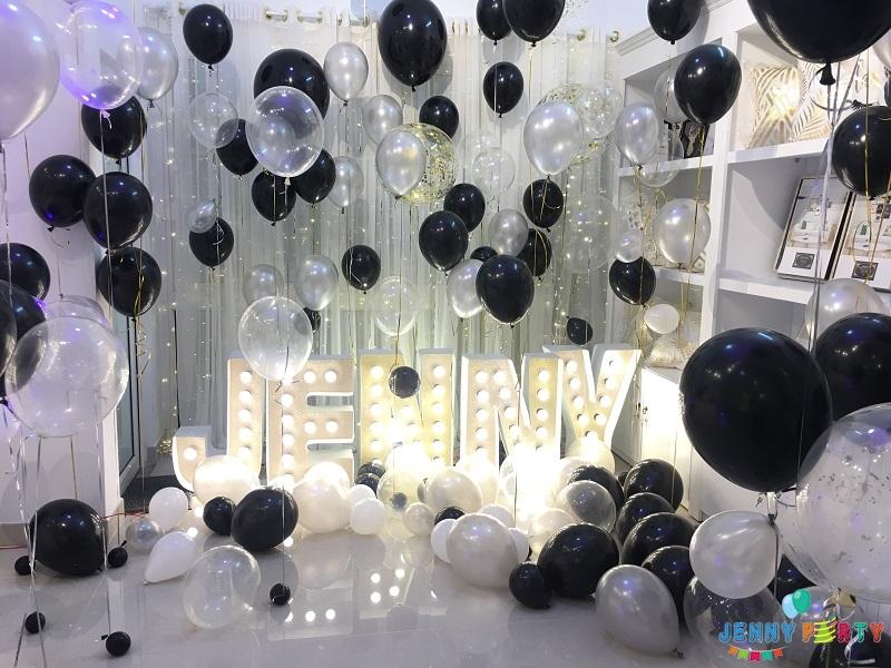 combo 100 vỏ bóng bay đen vàng, bạc