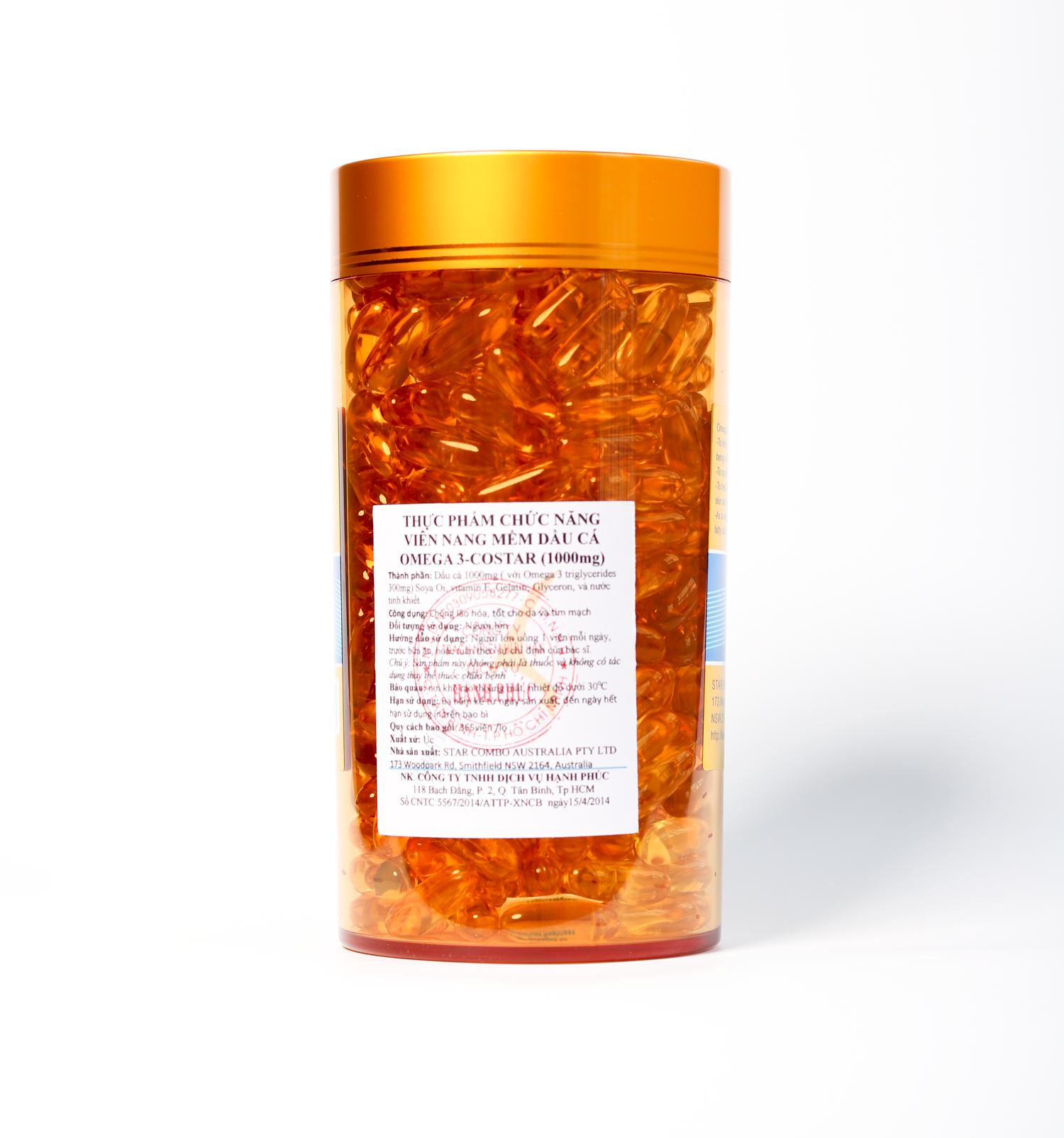 Omega 3 Viên Nang Mềm Dầu Cá Costar Úc 1000Mg (365 Viên)