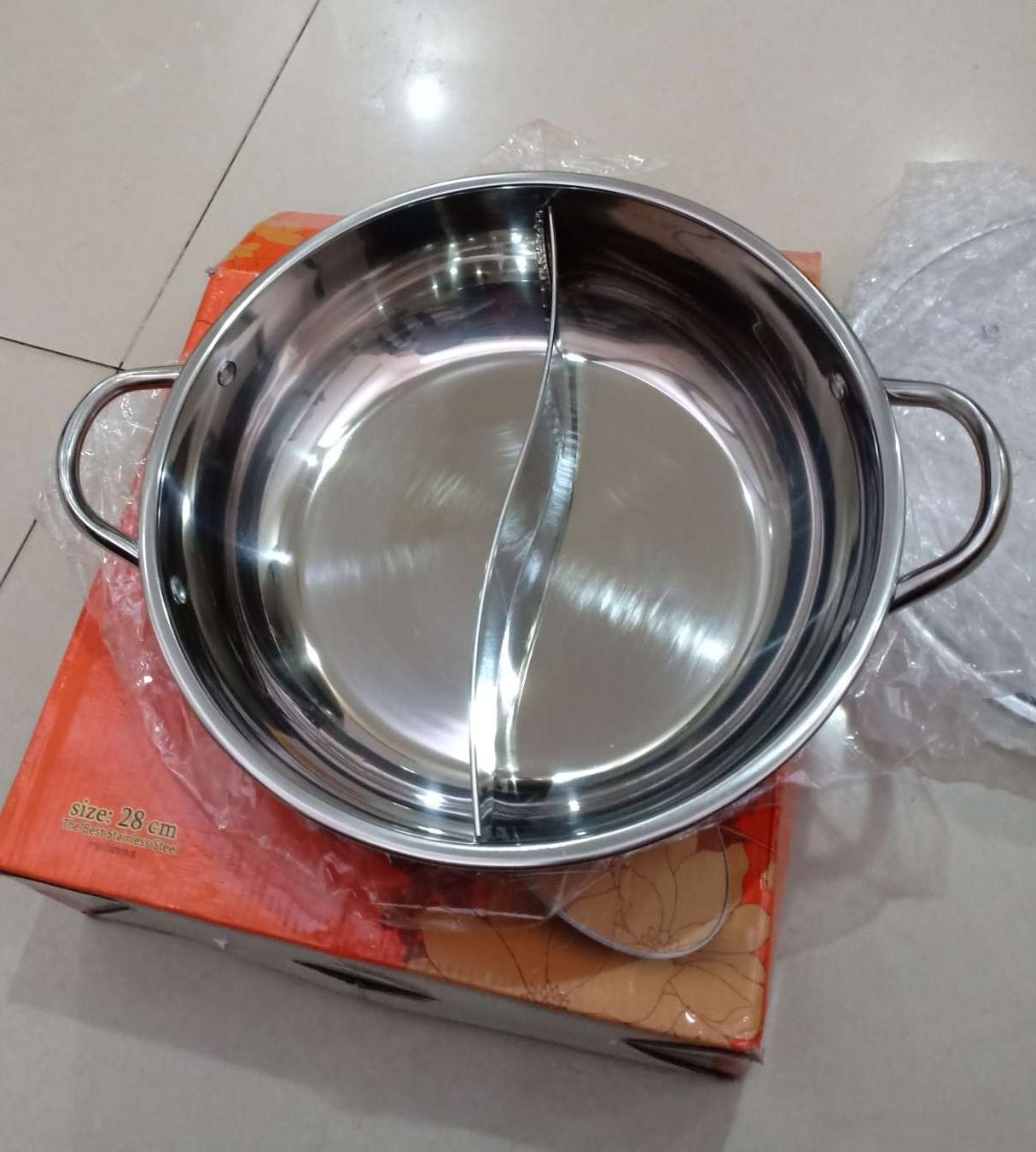 [HCM]Nồi Lẩu 2 Ngăn Dùng Được Bếp Từ Bếp Gas Các Loại Bếp 28cm