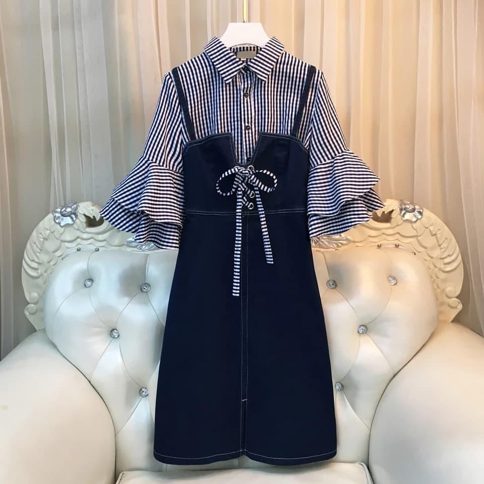 Big size set sơ mi phối jean