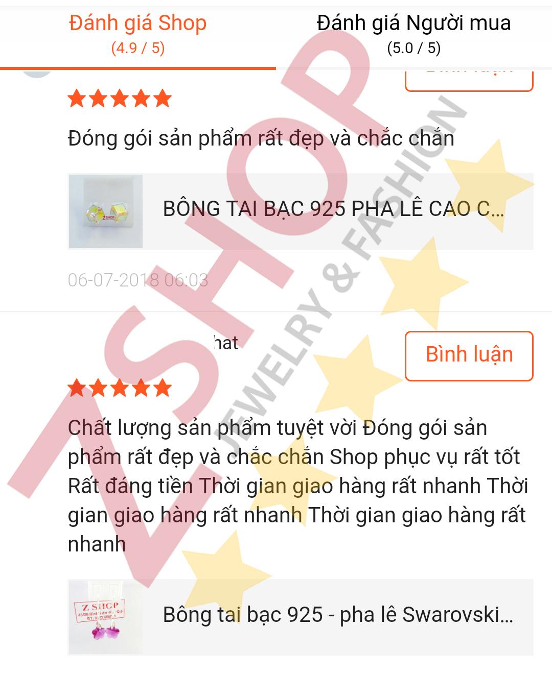 Bông tai bạc 925 - pha lê cao cấp B008