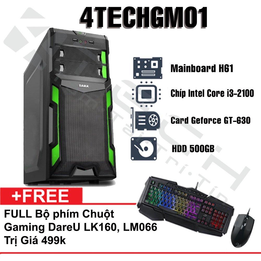 Máy tính để bàn chơi Game 4TechGM01 core i3, ram 4GB, hdd 500gb, vga rời GT630(chuyên LOL, Fifa) - Tặng phím chuột Gaming DareU.