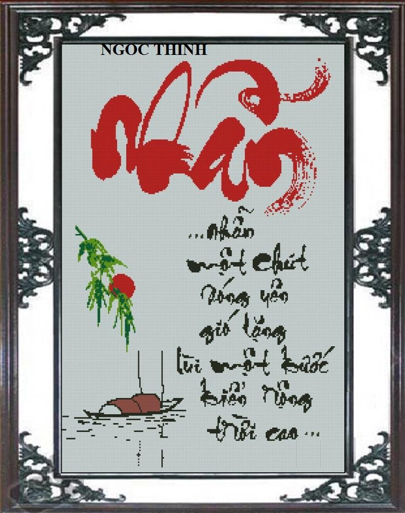 Tranh đính đá cao cấp chữ Nhẫn- 50x50- Quốc Thịnh