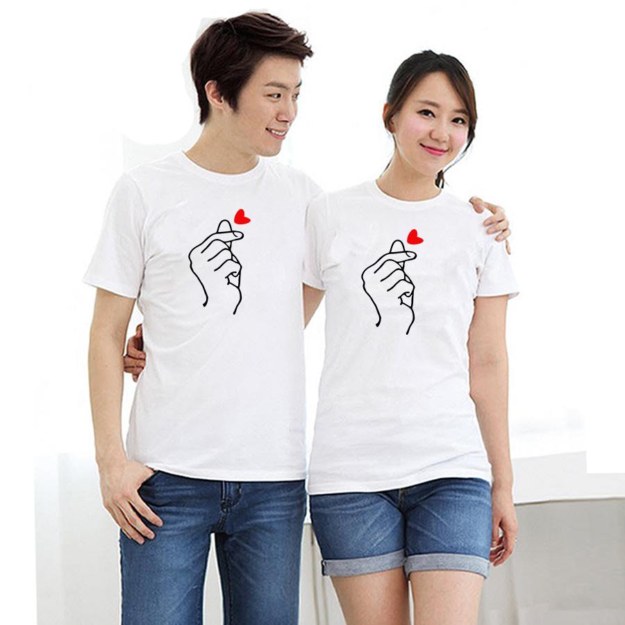 Áo thun cặp đôi in đẹp hình thả tim 347AAACD form rộng phong cách hàn quốc ATAC347