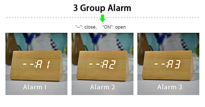 Đồng Hồ Gỗ Báo Thức (Wood LED Digital Desk Alarm) Xanh Dương