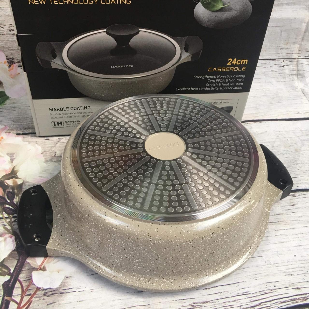 Nồi đá cao cấp 24cm thành thấp Lock&lock Stone