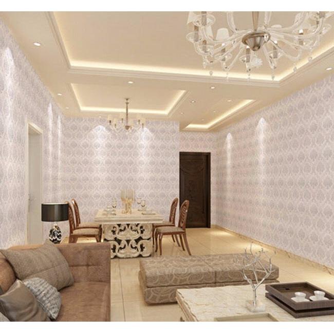 10m Giấy dán tường có sẵn keo châu Âu bạc 6048