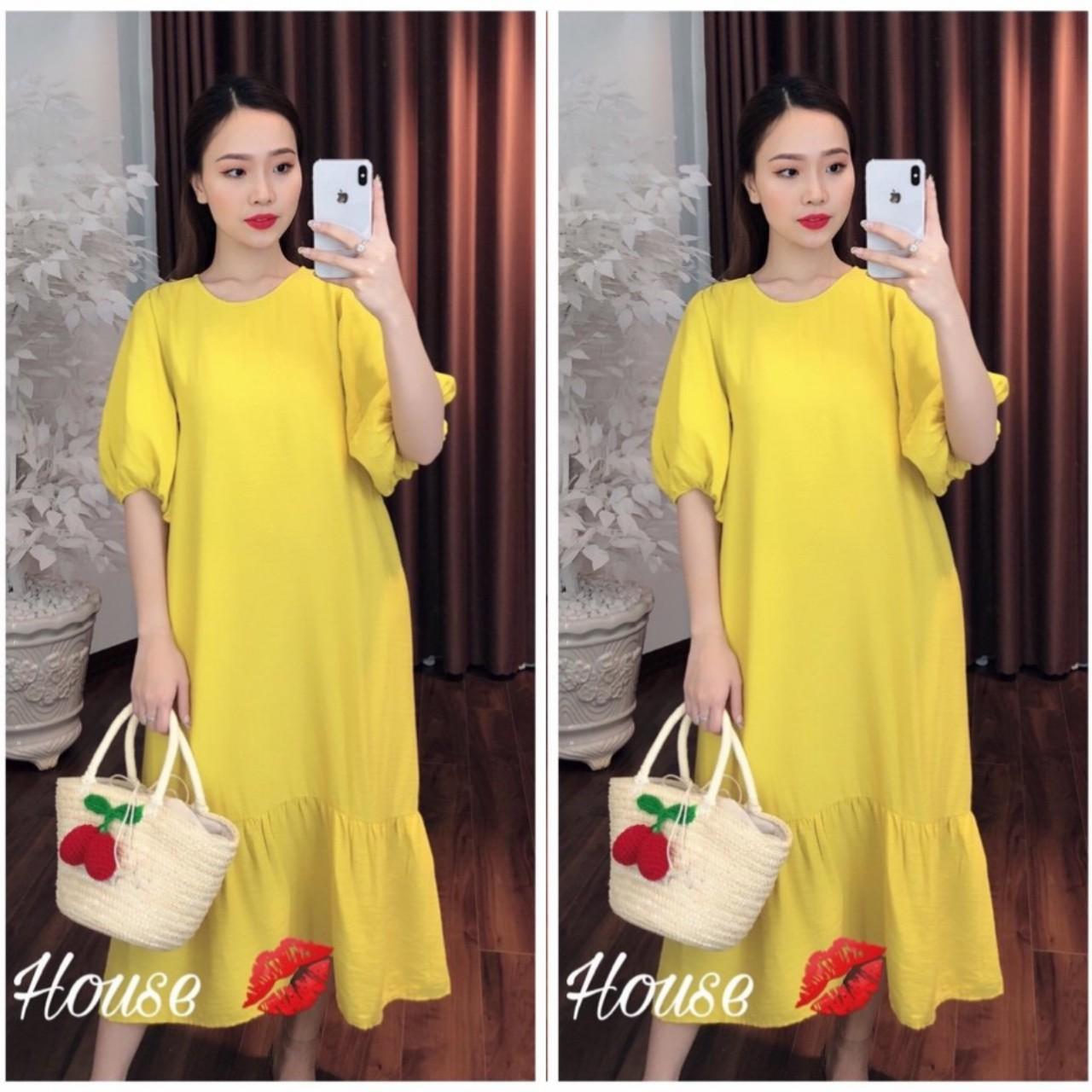 ĐẦM MAXI BẦU ĐUÔI CÁ TAY PHỒNG
