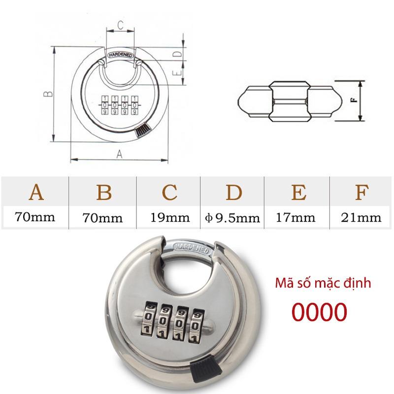 Khóa số chống cắt 4 mã số YB01 vỏ inox không gỉ