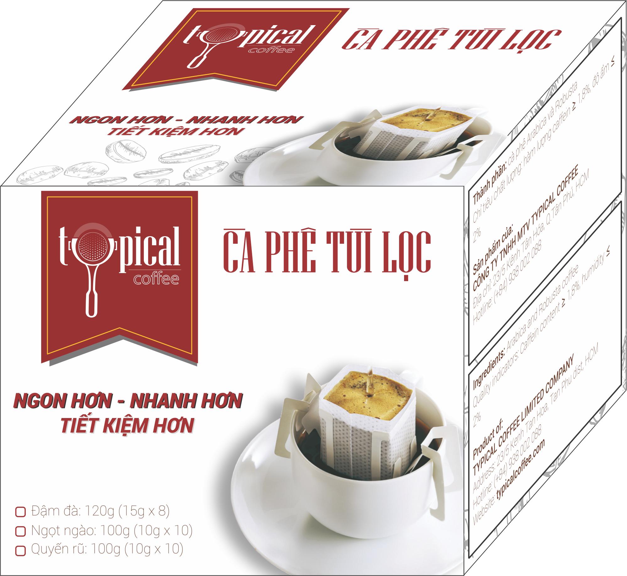 Cà phê phin giấy - Cafe túi lọc giấy cao cấp Typical Coffee vị Đậm Đà 120g