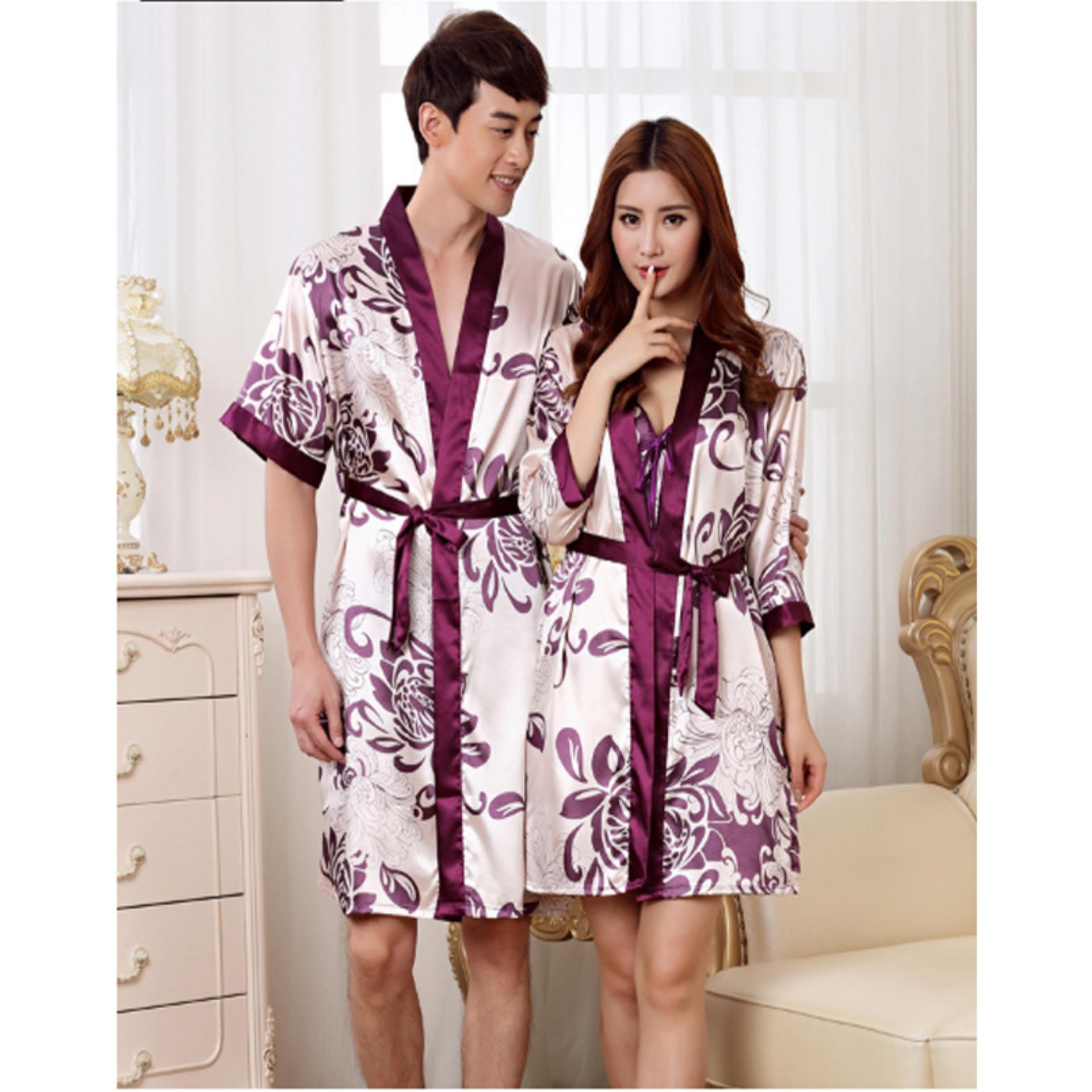[HCM]Váy Ngủ Kèm Áo Choàng De500 (Tím - L)