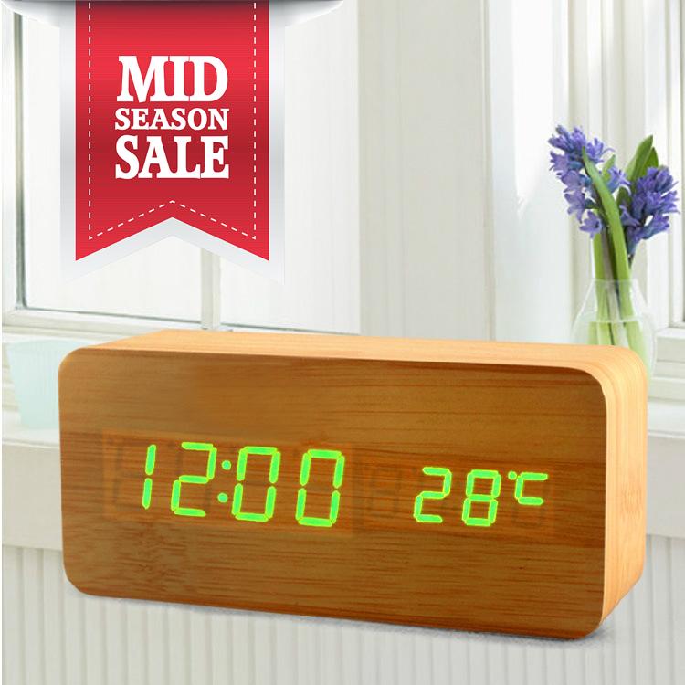 Đồng hồ LED bằng gỗ để bàn DHL00001 đa chức năng