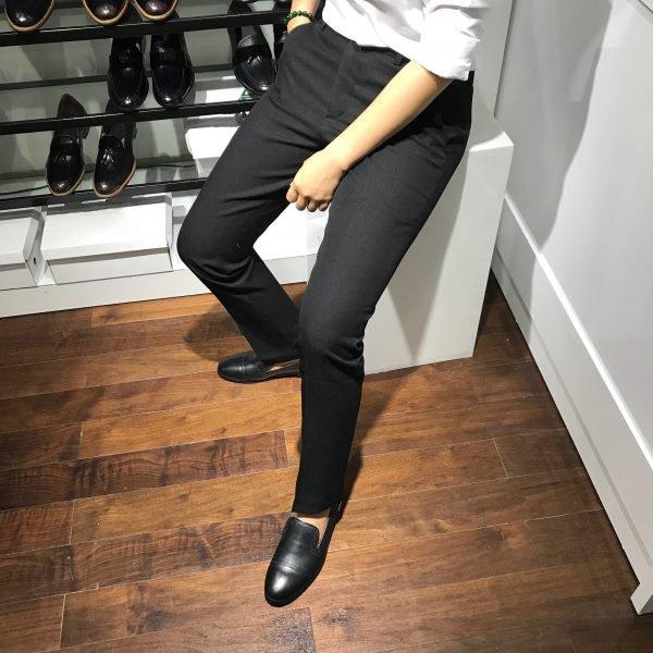Quần Âu Nam Vải Chéo Pha Lụa loại cao cấp Màu Đen đẹp