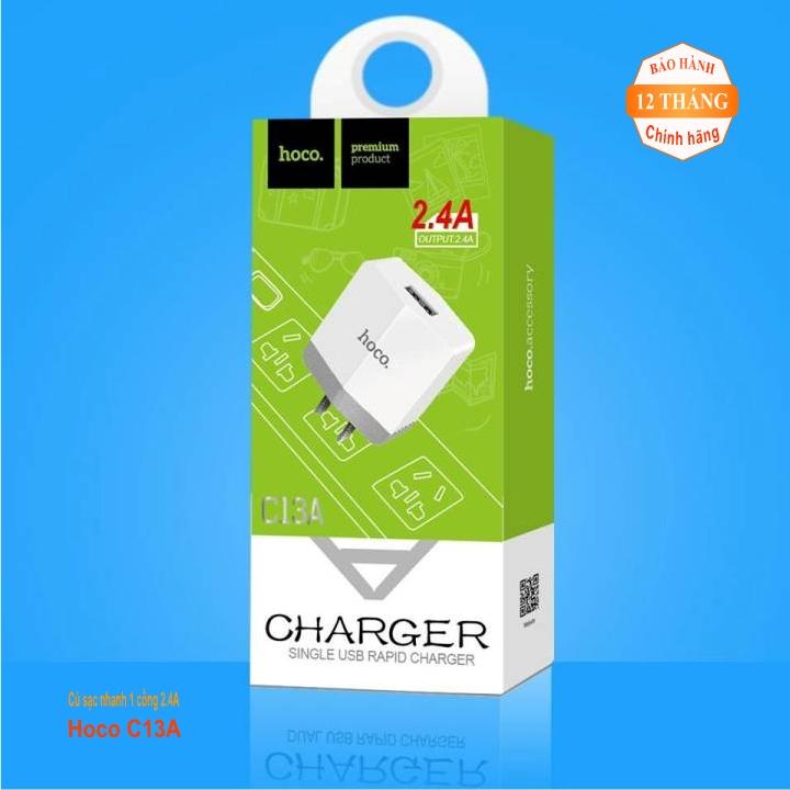 Củ sạc nhanh 1 cổng USB 2.4A Hoco C13A - BH 12 tháng