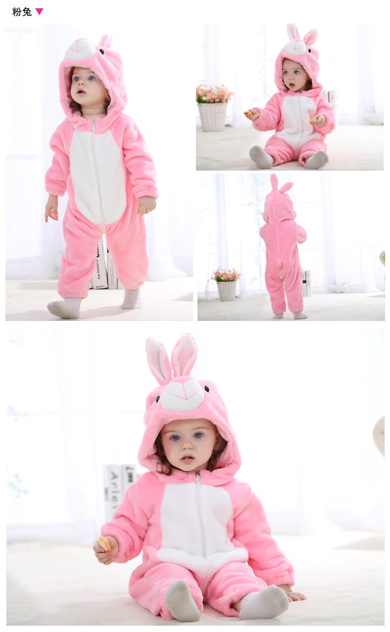 Bộ đồ liền thân bằng lông hình thỏ màu hồng cho bé