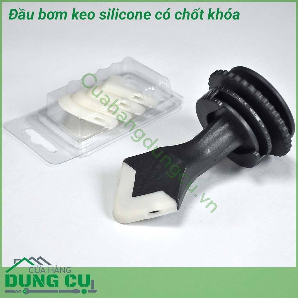 Bộ đầu bơm silicone có chốt giữ