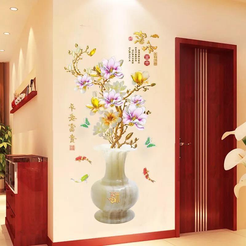 DECAL DÁN TƯỜNG TẾT BÌNH HOA MAI