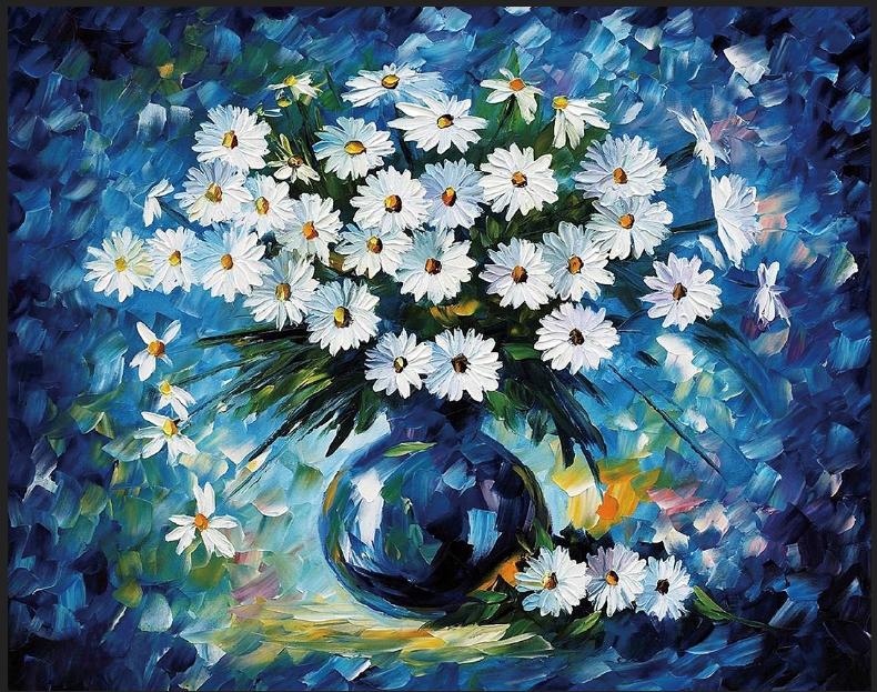 Tranh đính đá hoa cúc - sơn dầu_88662