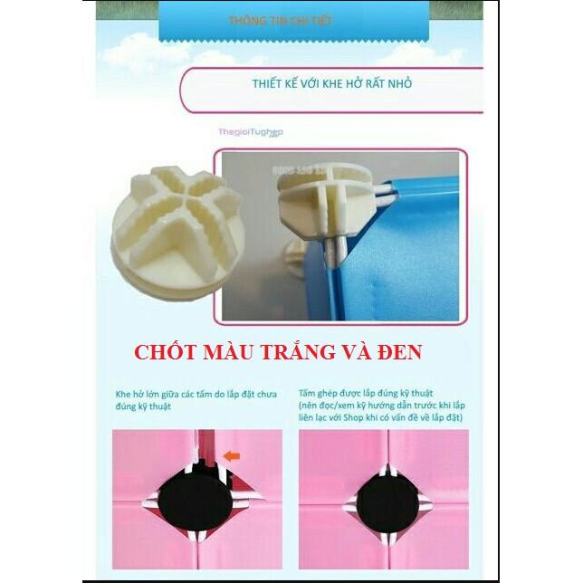 Tủ nhựa ghép 6 ngăn mẫu nguyên tủ trắng có thanh treo ( size lớn - sâu 47 cm)