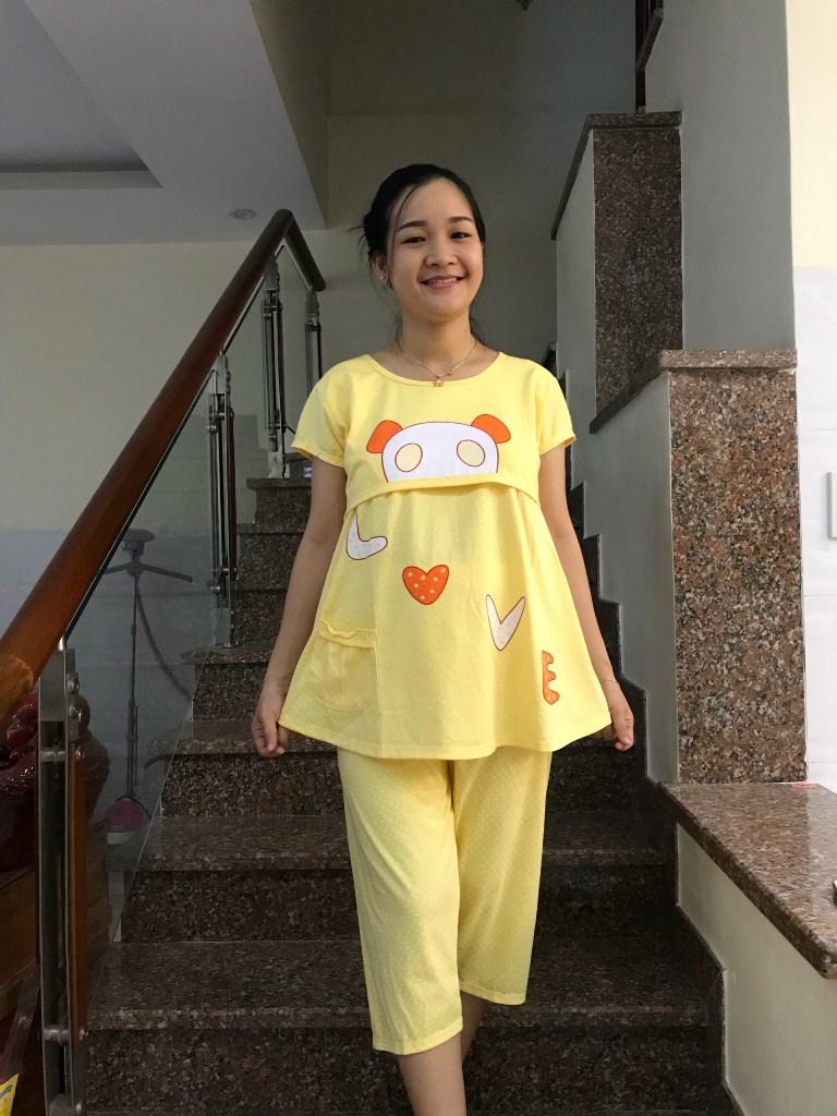 Đồ bộ bầu lửng 2 chức năng gấu (cam)