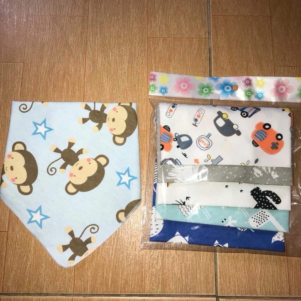 Combo 10 khăn yếm tam giác 2 lớp cúc bấm (Hàng Việt Nam)