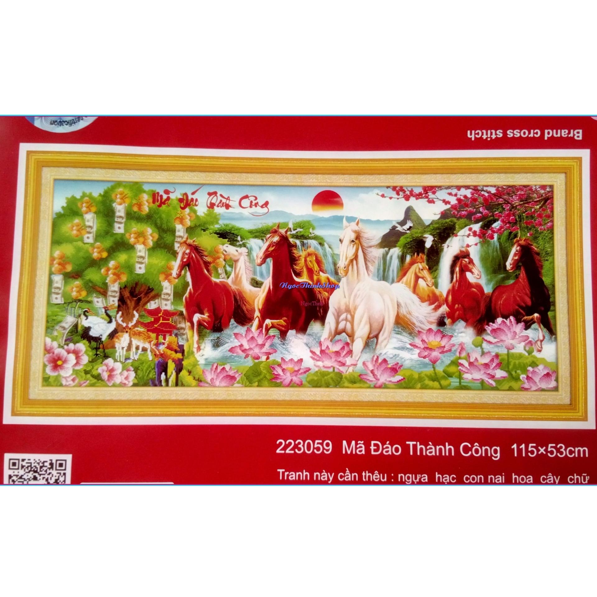 Tranh thêu chữ thập Mã đáo thành công DLH-223059-Siêu thị tranh thêu